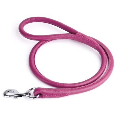 Rolled Leather Lead – Fuschia Pink