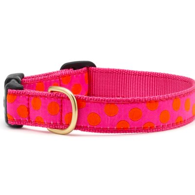 Ribbon Dog Collars – Pink & Orange Dot